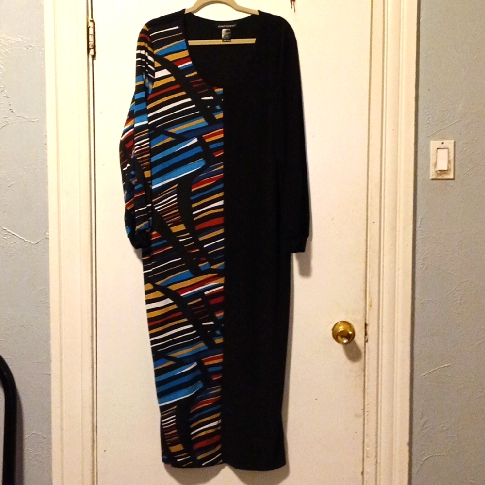 Ashley Stewart black and patterned multi colored dress. Size (18/20).